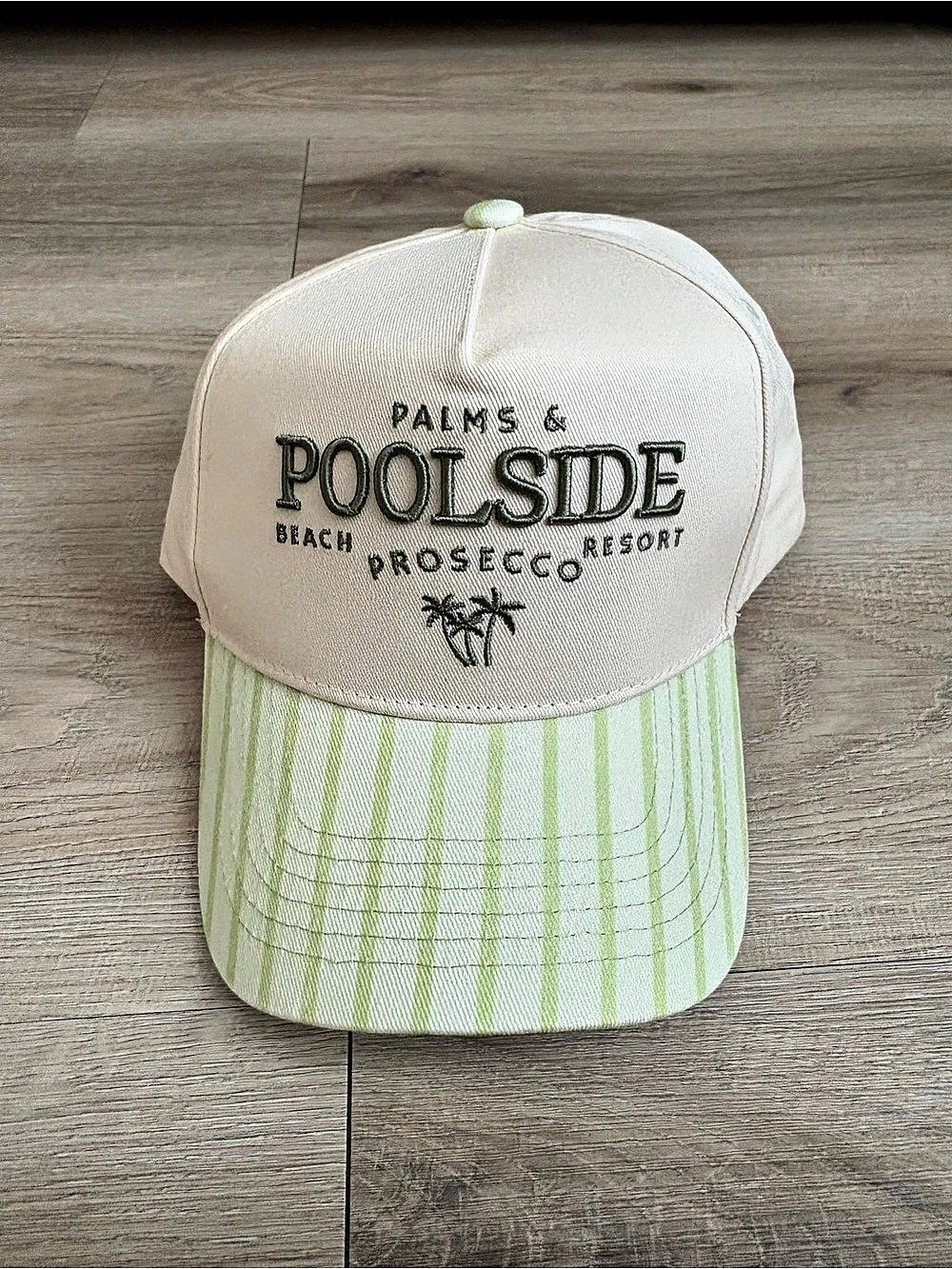 Kenz Kustomz Palms & Poolside Green Stripe Trucker Hat